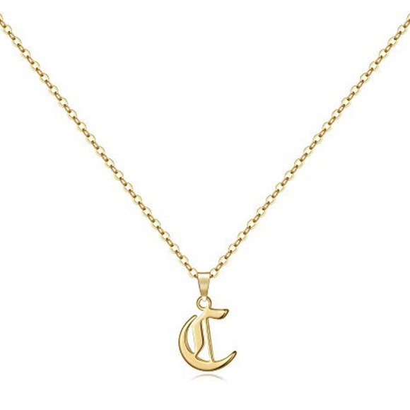 Jewelry - Gold Old English Initial Necklace - Letter C